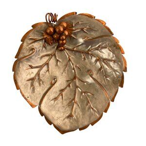 Vintage Italian Mixed Metal Grape Leaf Bowl Trinket Dish